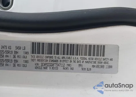 2015 Dodge Journey Crossroad z USA, uszkodzony, nr VIN 3C4PDCGG0FT547112